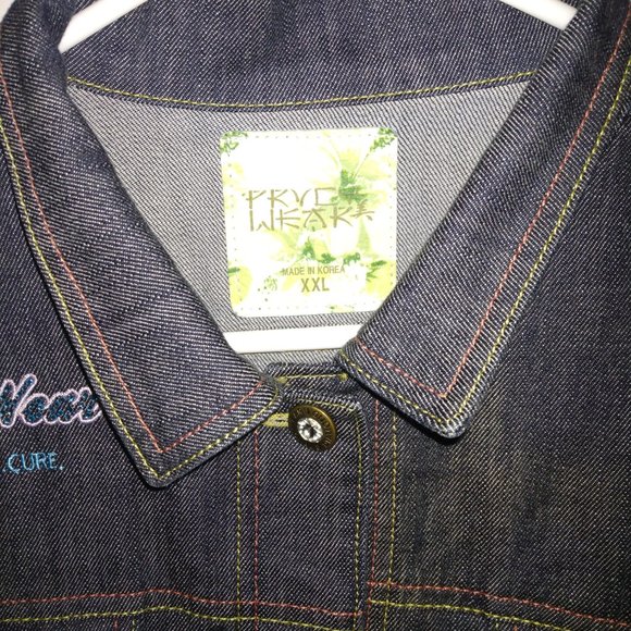 ❤️PRIVACY WEAR Jeweled Pink Ribbon Breast Cancer Awareness Denim Jacket Size XXL - Picture 9 of 12